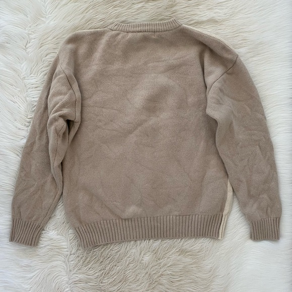 Trunk Project Korean Cream Knit Ruffled Tie Neck Oversized Wool Sweater - Picture 7 of 11